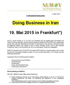 Numov Vorankündigung doing business in Iran