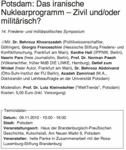 Veranstaltung Behrooz Abdolvand (CASMII) mit Azadeh Zamirirad (SWP) in Potsdam