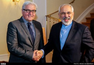 German Foreign Minister Frank-Walter Steinmeier with his Iranian counterpart Mohammad Javad Zarif